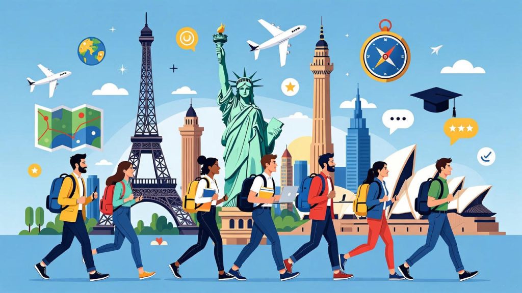 Students begin global adventure.